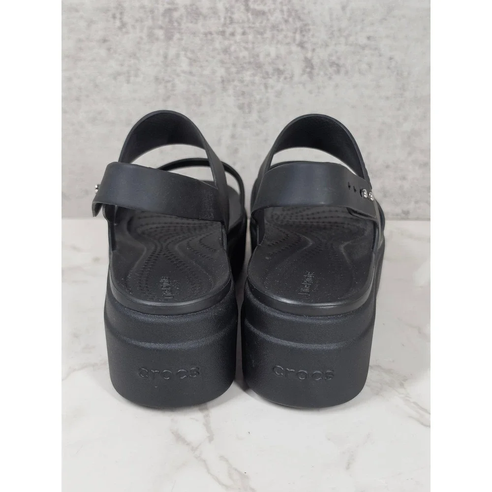 Crocs Brooklyn Low Wedge Sandal Black Platform Lite Ride Strappy 206453 Womens 6